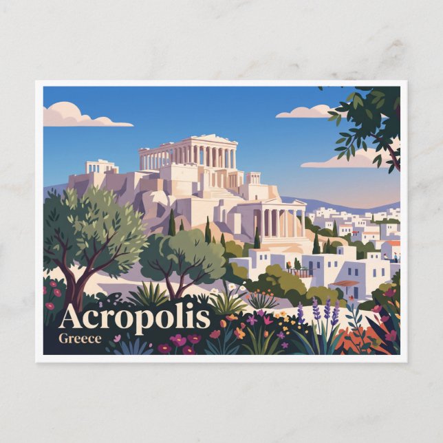Akropolis Aten Grekland Vykort (Framsida)