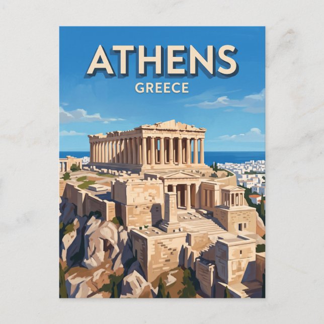 Akropolis Aten Grekland Vykort (Framsida)