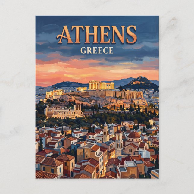 Akropolis Aten Grekland Vykort (Framsida)