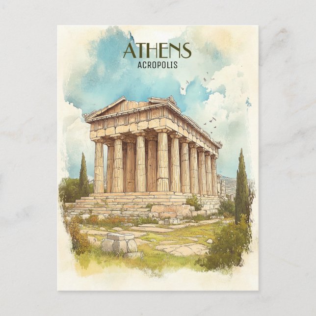 Akropolis, Aten, Greklands resor Vykort (Framsida)