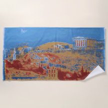 Akropolis Blue Beach Towel
