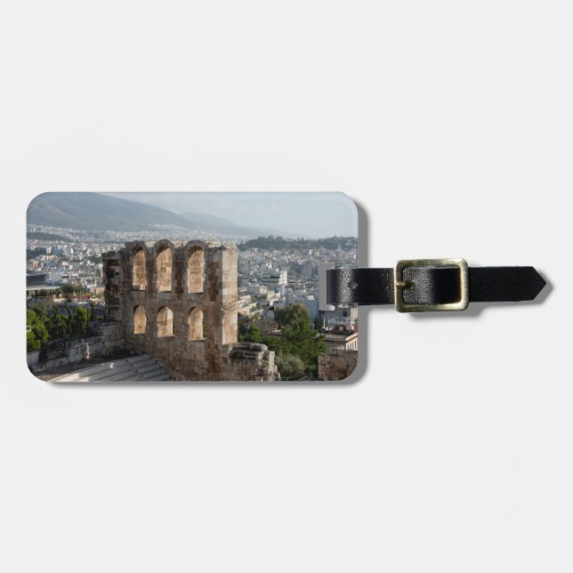 Akropolis Forntida ruiner med utsikt över Aten Bagagebricka (Horisontell Framsida)