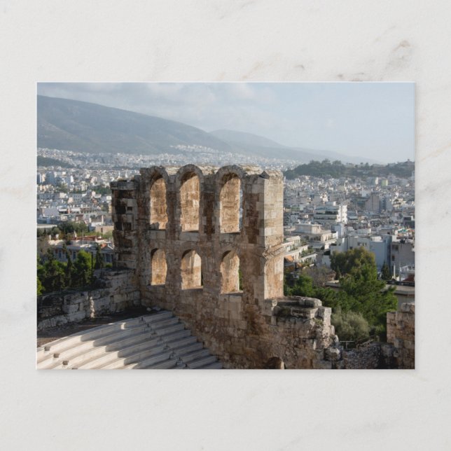 Akropolis Forntida ruiner med utsikt över Aten Vykort (Framsida)