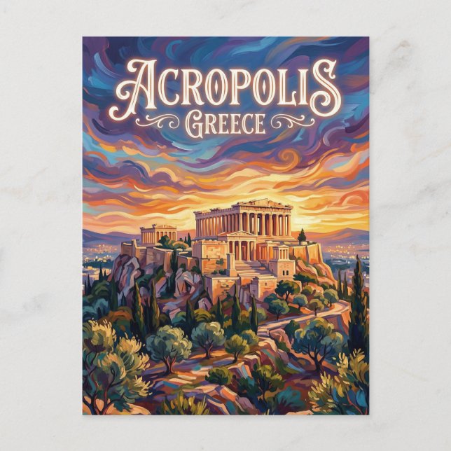 Akropolis Grekland Vykort (Framsida)