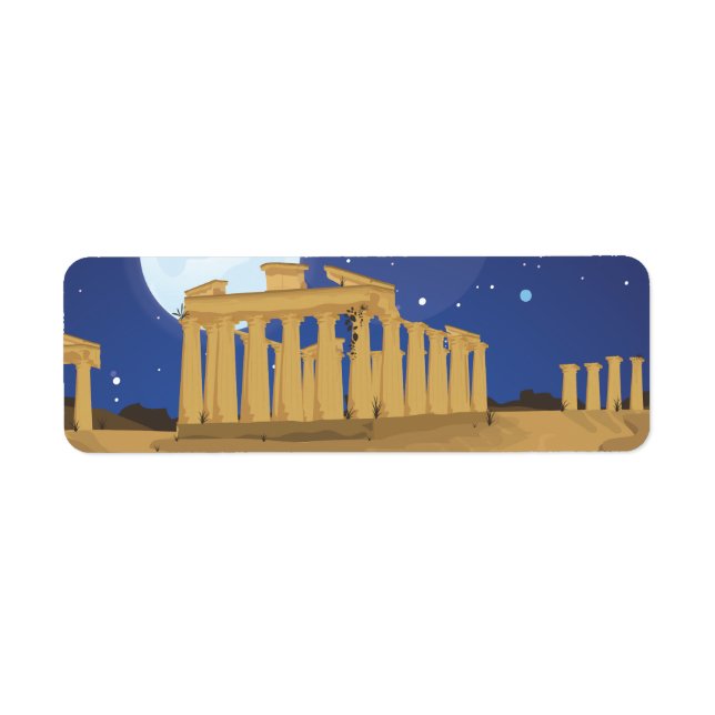 Akropolis i Aten tecknad serie Returadress Etikett (Framsidan)