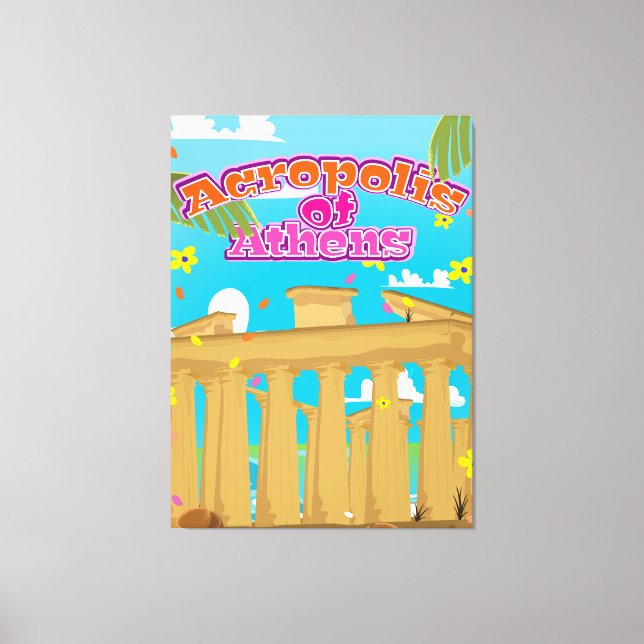 Akropolis i Atens grekiska reseaffisch. Canvastryck (Framsida)