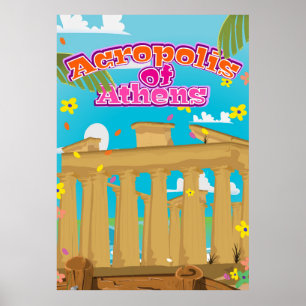 Akropolis i Atens grekiska reseaffisch. Poster
