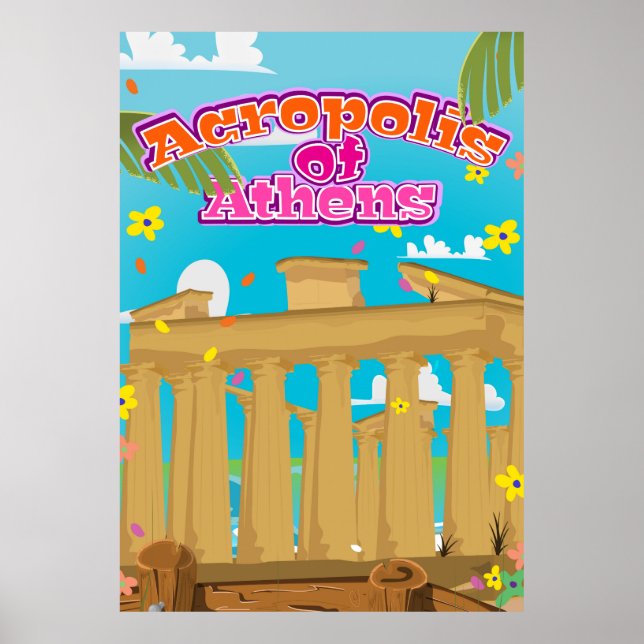 Akropolis i Atens grekiska reseaffisch. Poster (Framsidan)