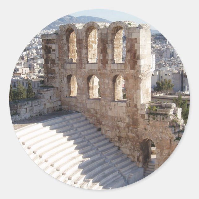 Akropolis Stadium Stickers Runt Klistermärke (Framsida)