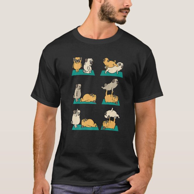 Akroyoga med Pug-valp T Shirt (Framsida)