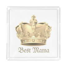 Akryl bricka Golden Queen's Crown med din text