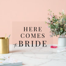 Akryl Här kommer bruden vigselskylt