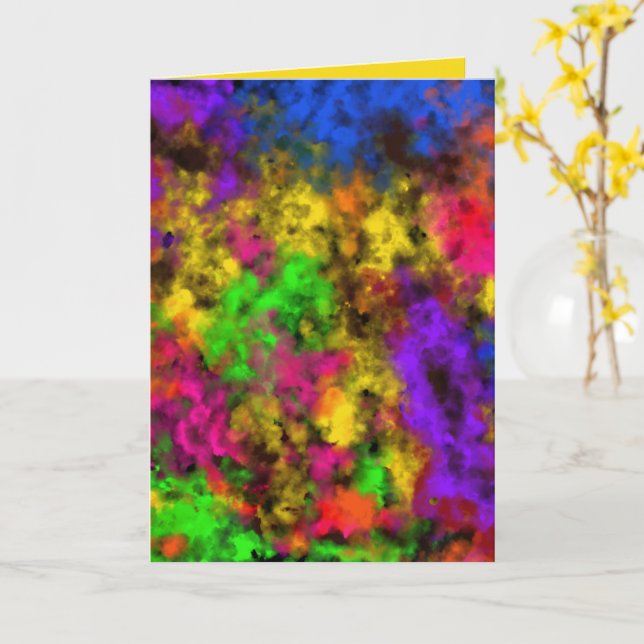 Akryl Neonfärg Splatterstänk Abstrakt Kort (Gul blomma)