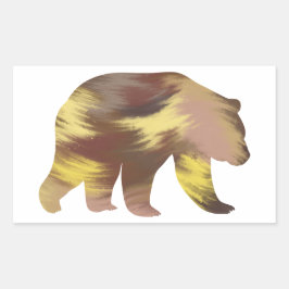 Akryl-Stil Grizzly Bear-Sticker Rektangulärt Klistermärke