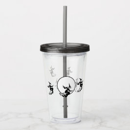 Akryl Tumbler - Flygande Häxor och Fullmåne Take Away Mugg