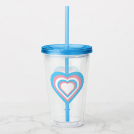 Akryl Tumbler med staplade transpersonliga hjärtan Take Away Mugg