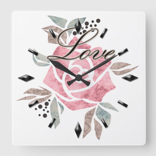 Akrylcellsklocka Romantisk mosaik texturerad rosa  Fyrkantig Klocka (Framsida)