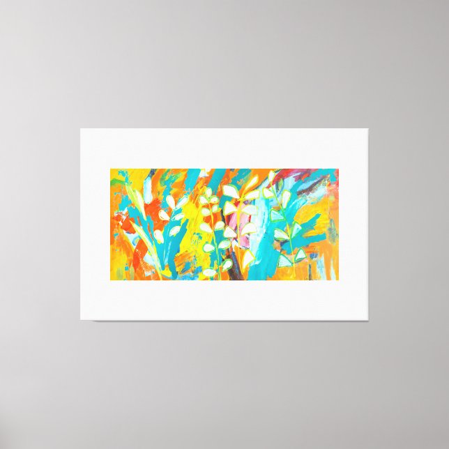 Akrylfärgad Blommigt Abstrakt för färgning bakåt Canvastryck (Framsida)