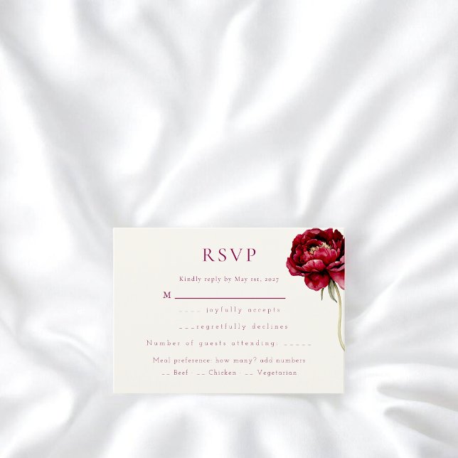 Akrylfärgad Peony Bröllop RSVP Svarskort Tilläggskort (Skapare uppladdad)