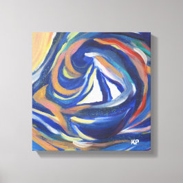 Akrylfärgning av flera Färgader i segelbåt Canvastryck