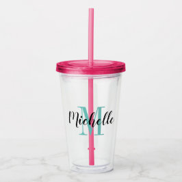 Akrylglas med personligt monogram för tumblerglas take away mugg