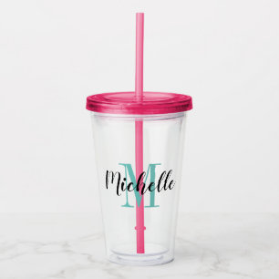 Akrylglas med personligt monogram för tumblerglas take away mugg