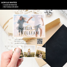 AKRYLISKA Bröllopsinbjudningar FOTO QR-kod RSVP