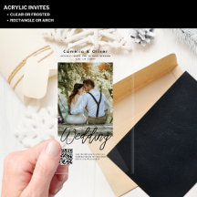 AKRYLISKA Bröllopsinbjudningar FOTO Qr-kod RSVP
