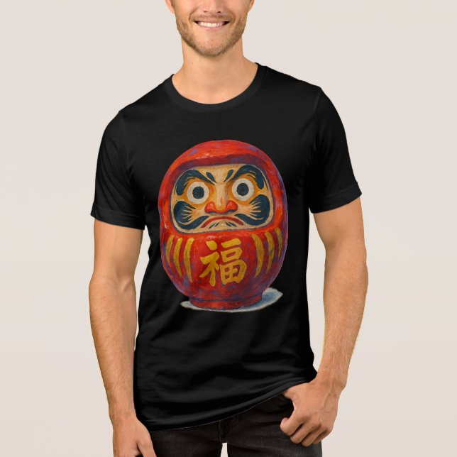Akrylkonst av japansk Daruma Doll T Shirt (Framsida)