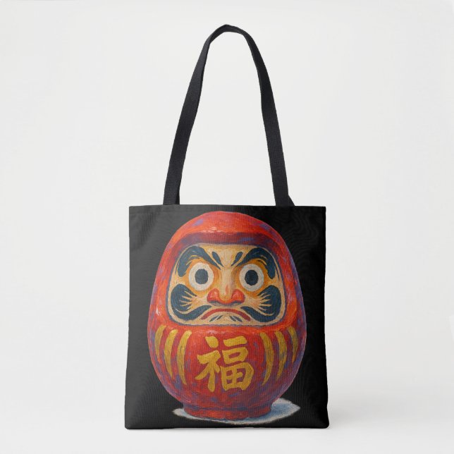 Akrylkonst av japansk Daruma Doll Tygkasse (Framsida)