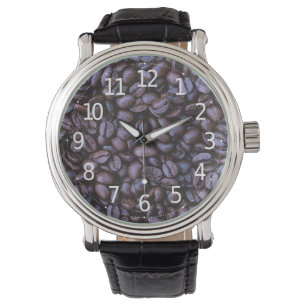 Akrylkonst av kaffebönor, rostad armbandsur