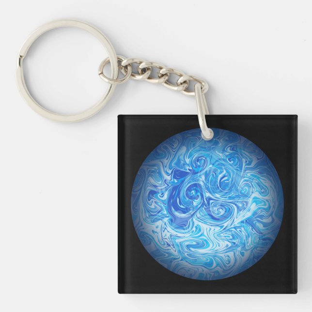 Akrylkvadrat Lugnt Tidvatten Fluid Art Nyckelring (Framsidan)