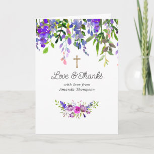 Akryllfärg Violet Blommig Konfirmation Tack Kort