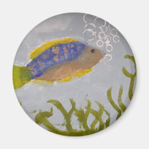 Akrylmålning av fisk med bubbelmagnet magnet