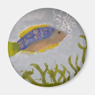 Akrylmålning av fisk med bubblmagnet magnet