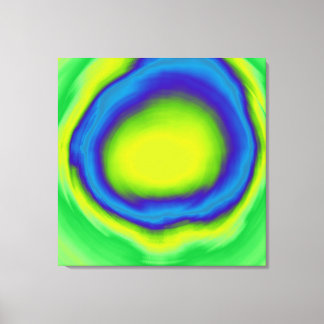 Akrylmålning av grönt gult blått spiral abstrakt canvastryck