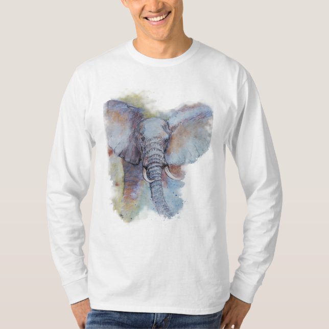 Akrylmålning Elefant Konst T Shirt (Framsida)