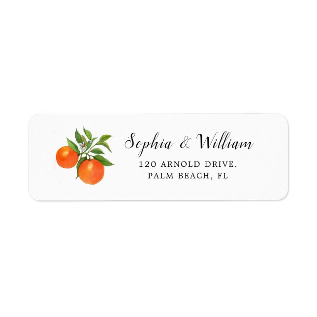 Akrylmålning Orange på vit returadress  Etikett (Framsidan)