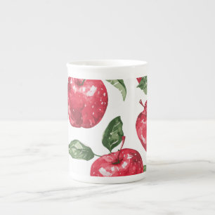 Akrylmålning Röd Äpple Kaffe Mugg Benporslin Mugg