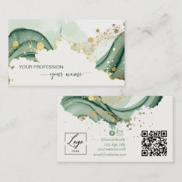 Akrylmålning Salvia grön Qr-kod  Visitkort