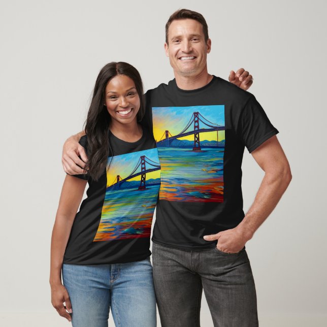 Akrylmålning, San Francisco Bay Bridge, solnedgång T Shirt (Unisex)