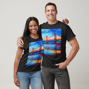 Akrylmålning, San Francisco Bay Bridge, solnedgång T Shirt