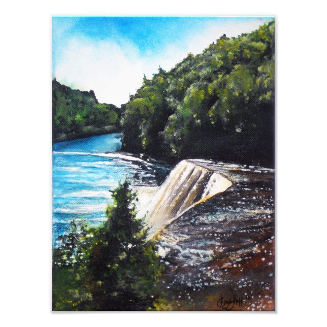 Akrylmålning Tahquamenon Falls | Fotoutskrift Fototryck (Framsidan)