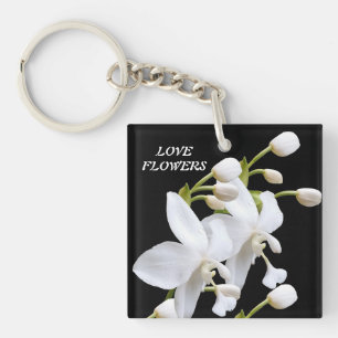 Akrylnyckelkedja med blommor