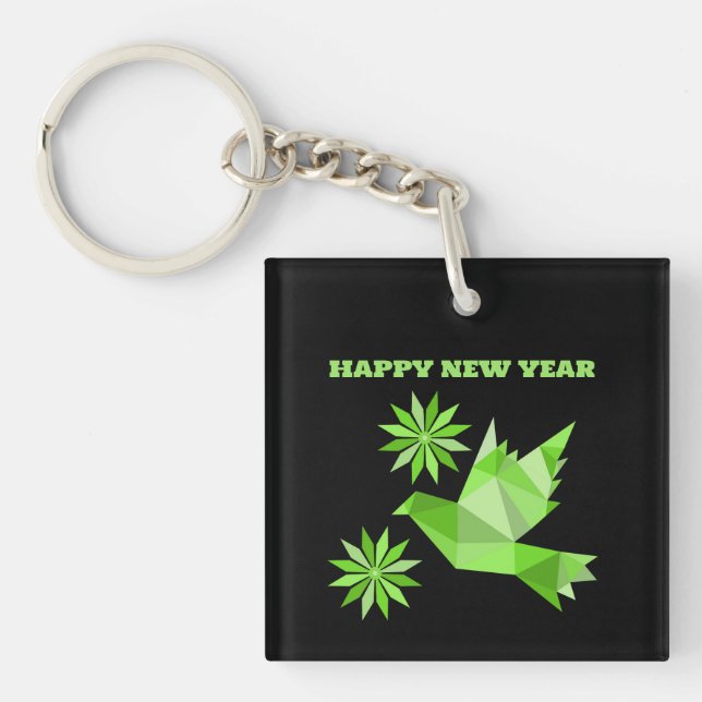 Akrylnyckelkedja med fin ART, GOTT NYTT ÅR (Framsidan)