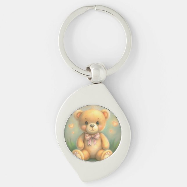 Akrylnyckelkedja Swirl Silverfärgad Nyckelring (Framsidan)