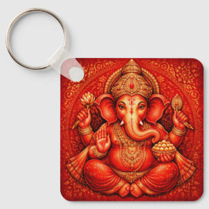 Akrylnyckelring: Livfull Lord Ganesha-konst Nyckelring