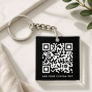 Akrylnyckelring   Svart QR-kod affärs länktagg