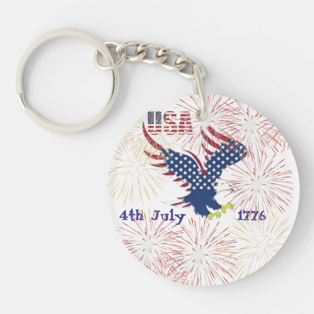 Akrylnyckelring USA 4 juli  (Framsidan)