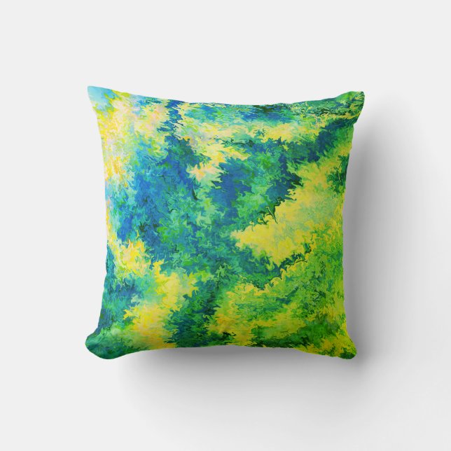 Akrylpa, blått, Grönt, Gult, kristaller / Kudde (Framsida)